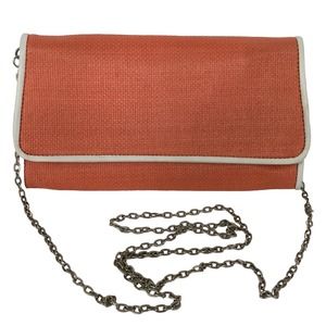 Street Level Envelope Clutch Crossbody Bag Purse Coral Vegan Detachable Chain
